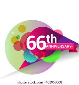 66th Anniversary logo, Colorful geometric background vector design template elements for your birthday celebration.