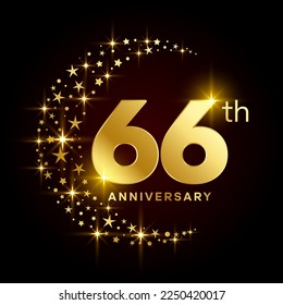 Concepto de diseño del logotipo del 66º aniversario para la celebración del cumpleaños. Plantilla de vectores de logotipos