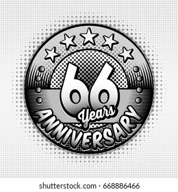 66th anniversary logo. Vector and illustrations. Comics anniversary logo.