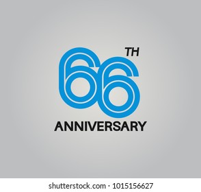 66th anniversary logotype with multiple line style blue color isolated on white background for celebration