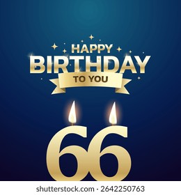 66th Birthday vector background design. Happy birthday to you text with 66 age candle and decoration element for birth day celebration greeting card design. Vector illustration.