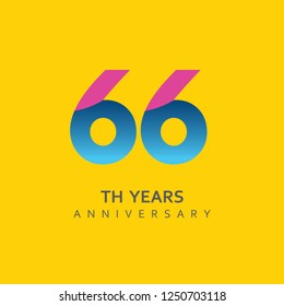 66th Year Anniversary Vector Template Design Illustration.