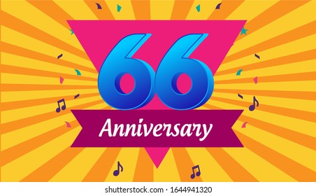 66th years anniversary celebration emblem. vector illustration template design for web, flyers, poster, greeting & invitation card