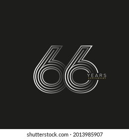 66th years anniversary celebration logotype with linked number black and white. Simple and modern design, vector design for anniversary celebration.