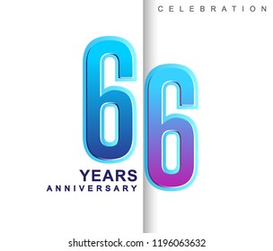 66th Years Anniversary with colorful design. Applicable for brochure, flyer, Posters, web and Banner Designs, anniversary celebration