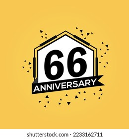 Logo del 66º aniversario, celebración del cumpleaños del diseño vectorial con diseño aislado geométrico.