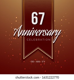 67 Anniversary celebration luxury design with wood motive background on the ribbon
