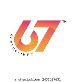 67 anniversary logo design. 67th anniversary gradient logo template, vector and illustration