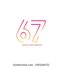 67 anniversary logotype with gradient colors for celebration purpose and special moment