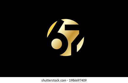 67 Circle Gold Negative Space Number