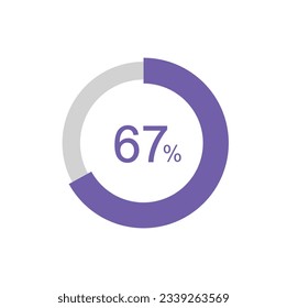 67% circle percentage diagrams, 67 Percentage ready to use for web design, infographic or business.