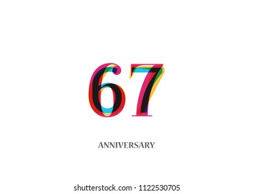 67 Colorful anniversary logotype design isolated on white background