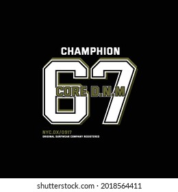 67 core d.n.m champion vintage style typographic