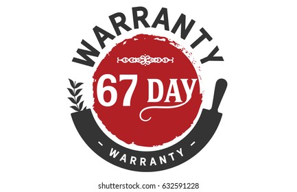 67 days black and red warranty label icon vector 