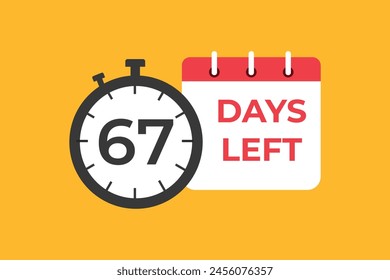 67 days to go countdown template. 67 day Countdown left days banner design. 67 Days left countdown timer