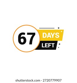 Quedan 67 días Número de cuenta regresiva Plantillas de Anuncio tiempo icono diseño de Vector