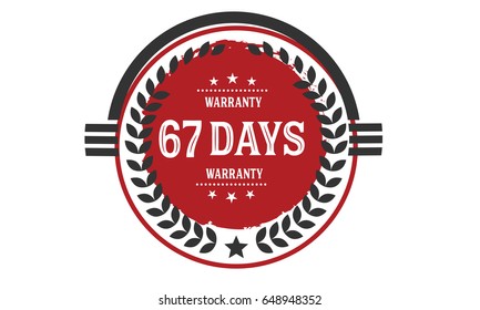 67 days warranty icon vector vintage grunge guarantee background
