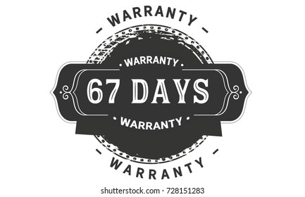 67 days warranty icon vintage rubber stamp guarantee