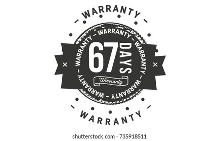 67 days warranty icon vintage rubber stamp guarantee