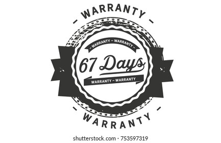 67 days warranty icon vintage rubber stamp guarantee