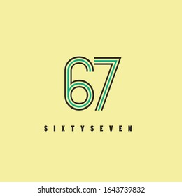 67 digit letter abstract design logo linear elegant design 