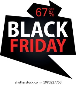 67% descuento en oferta especial. Cartel del Viernes Negro con descuento del 67%.
