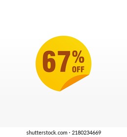 67 Rabatt, Sales Vector Badges für Labels, , Stickers, Banner, Tags, Web-Aufkleber, Neues Angebot. Discount-Origami-Zeichenbanner