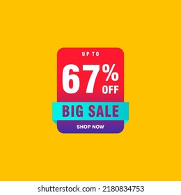 67 discount, Sales Vector badges for Labels, , Stickers, Banners, Tags, Web Stickers, New offer. Discount origami sign banner