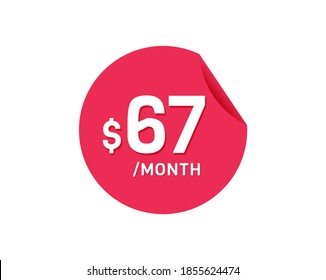 $67 Dollar Month. 67 USD Monthly sticker