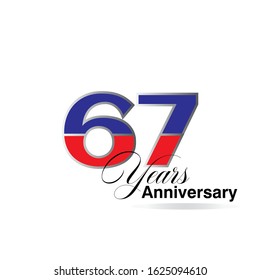 67 ear Anniversary Vector Template Design Illustration
