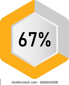 67% hexagon percentage diagram  ready-to-use for web design, user interface (UI) or infographic - indicator with yellow