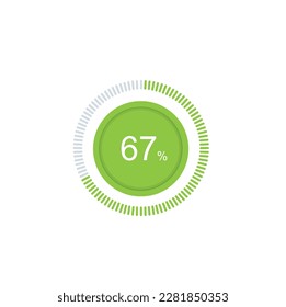 67% Loading. 67% circle diagrams Infographics vector, 67 Percentage ready to use for web design ux-ui.