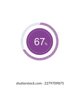 67% loading, icon pie purple chart 67 percent.