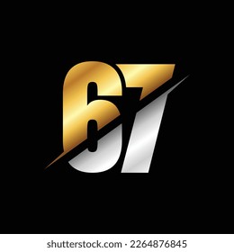 67 Number Luxury Logo Design Template Inspiration, Vector Illustration.