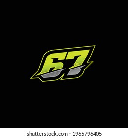 67 number racing design vector