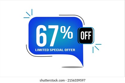 67% off blue balloon. Wholesale buy and sell banner. Limited special offer
