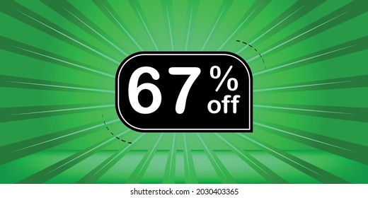 67% off - green and black banner - 
sixty-seven percent discount banner for big sales.