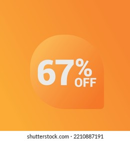 67% off Sale banner offer ad discount promotion vector banner. price discount offer. season sale promo sticker colorful background