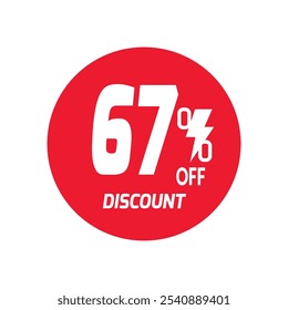 67% OFF Sale Discount Banner offer price tag. Special offer sale red label. Vector Modern Sticker Illustration Background