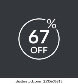 67% off. Sixty seven percent off emblem icon. Discount flat modern icon. Vector illustration.