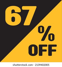 Up To 67% Off Special Offer sale sticker black and gold, vector illustration