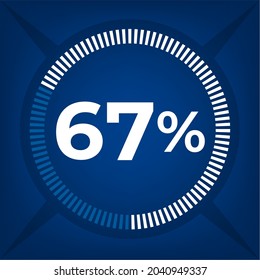 67 percent count on dark blue background