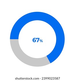 67 percent pie chart outline stroke vector illustration eps 