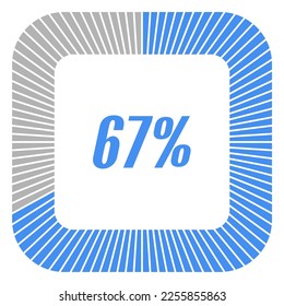 diagrama de porcentaje de forma cuadrado del 67% para infografías, documentos o informes. vector.