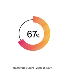 67 Percentage diagrams, pie chart for Your documents, reports, 67% circle percentage diagrams for infographics.