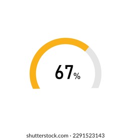 67 percent,semicircle shape percentage diagram symbol,transparent background.