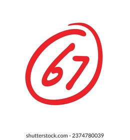 67 points test score, sixty seven points grade results, exam score vector illustration
