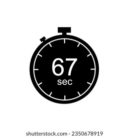 67 seconds timer, 67 sec stopwatch or countdown icon.