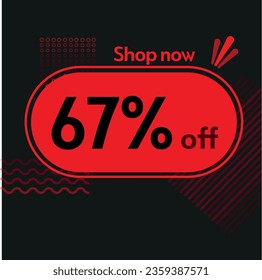 67% Shop now vector red and black elements black friday buy now online shop sticker marketing