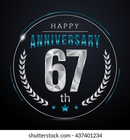  67 Silver anniversary logo, low poly design number